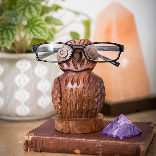 Carved Owl Eyeglass Holder