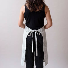 Hand-Blocked Printed Cotton Apron- Stripes Moss