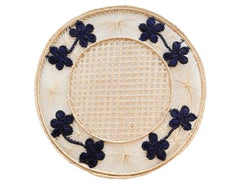 Dahlia Palm Placemat Set- Natural/Navy