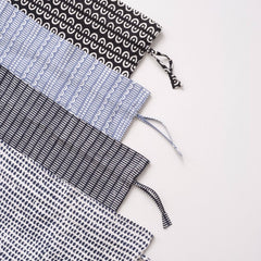 Hand-Blocked Printed Cotton Travel Laundry Bag - Pontis Navy