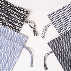 Hand-Blocked Printed Cotton Travel Laundry Bag - Pontis Navy