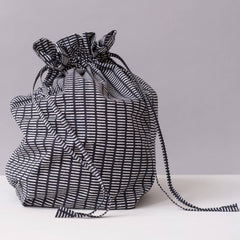 Hand-Blocked Printed Cotton Travel Laundry Bag - Pontis Navy