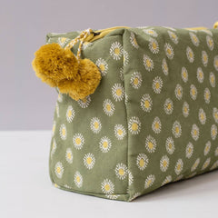 Hand-Blocked Printed Cotton Toiletry/Cosmetic Bags - Rosa Moss