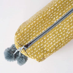 Hand-Blocked Printed Cotton Toiletry/Cosmetic Bags - Cam Golden