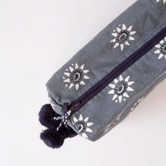 Hand-Blocked Printed Cotton Toiletry/Cosmetic Bags - Navi Ocean