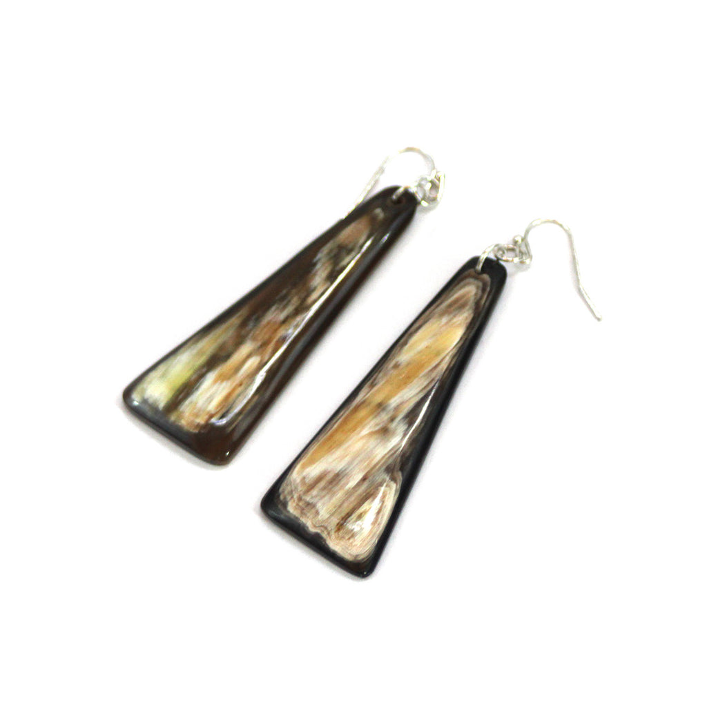 Handcarved Upcycled Bovine Horn Palitos Earrings