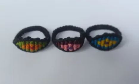 Alma de Colores Macrame Evil Eye Rings