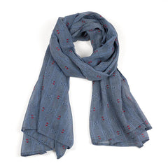 Hand-Blocked Printed Cotton Voile Scarves - Gaia Sky