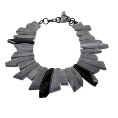 Handcarved Upcycled Non Endangered Bovine Horn Statement Bib Necklace w-Toggle Closure