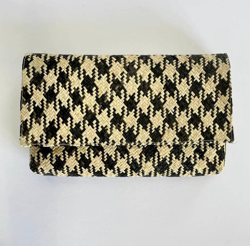 Rattan Borneo Houndstooth Clutch