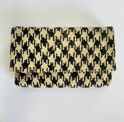 Rattan Borneo Houndstooth Clutch
