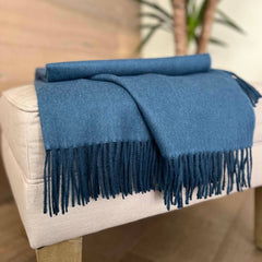 100% Baby Alpaca Throw - Blue Jean
