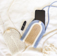 Phone Pouch - Blue-Grey Jute Jungle