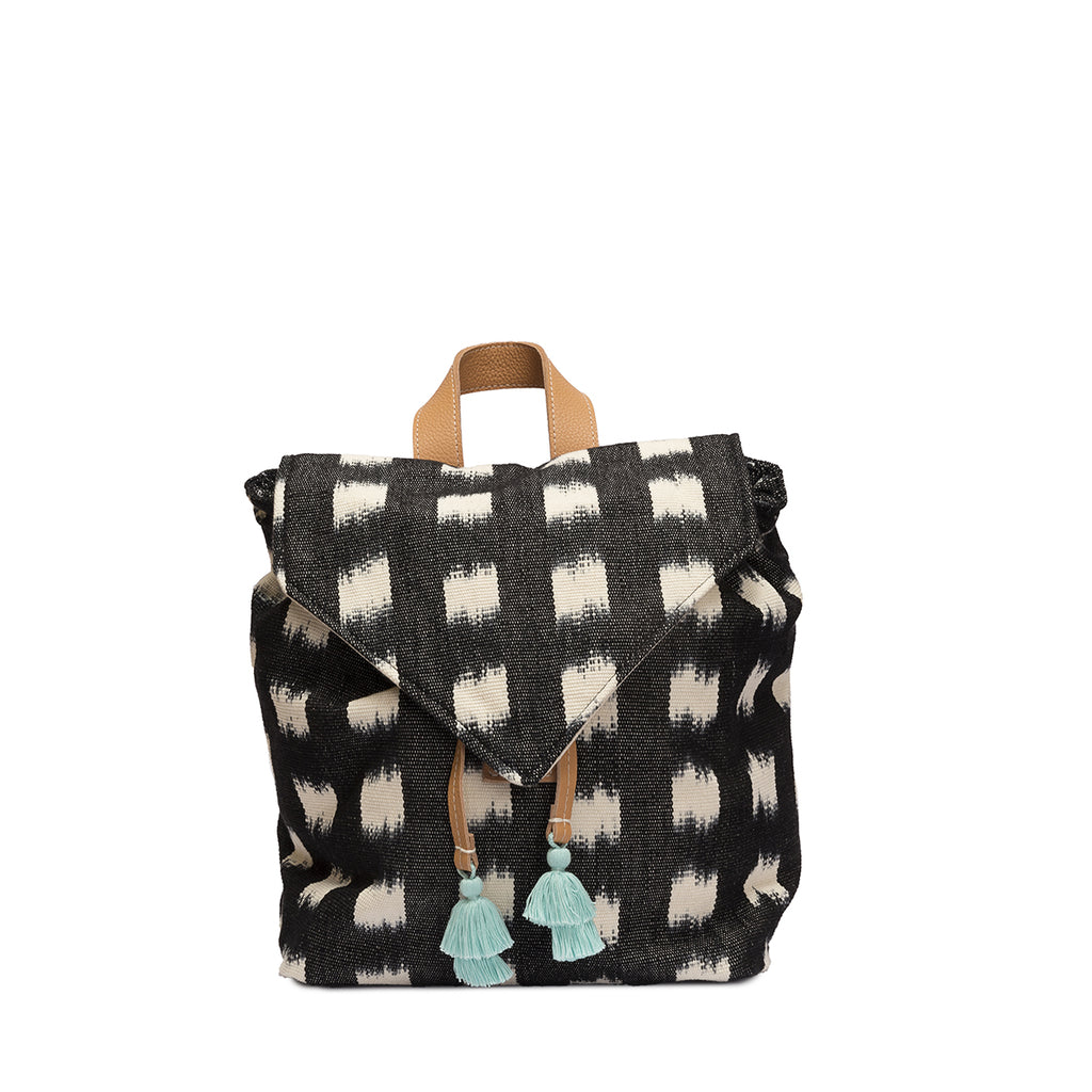 Angelica Backpack - Black /White Windowpane Jaspe