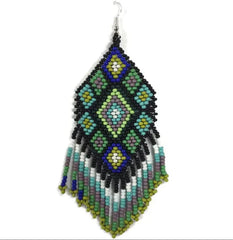 Seed Bead Ethically Made Green Fringe Earrings - Guatemala