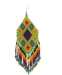 Seed Bead Ethically Made Green Fringe Earrings - Guatemala