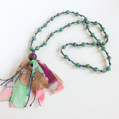 Acai, Tagua and Recycled Sari Long Weave Necklace