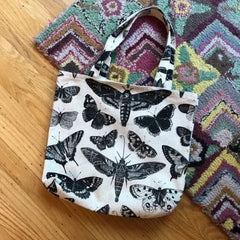 Graphic Print Beach Bag/Tote - Butterfly/Moth