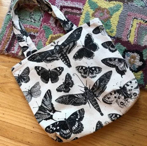 Graphic Print Beach Bag/Tote - Butterfly/Moth