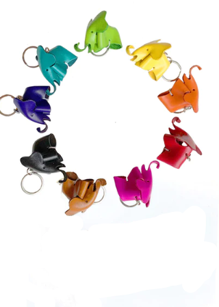 Leather Elephant Keychain