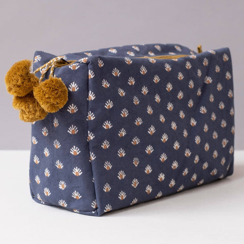 Hand-Blocked Printed Cotton Toiletry/Cosmetic Bags - Aja Denim