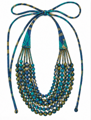 5 or 6 Strand Indian Sari Fabric Beaded Necklace