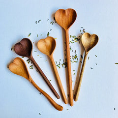 Wooden Serving Spoons - Love/Heart