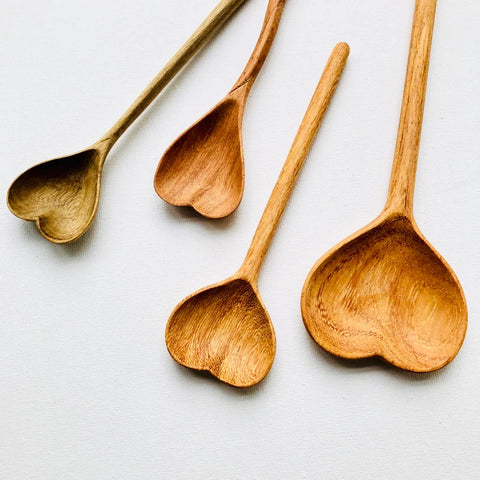 Wooden Serving Spoons - Love/Heart