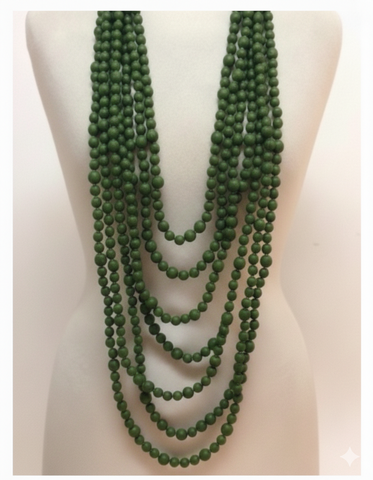 Multi Strand Long Indian Sari Fabric Statement Necklace