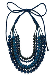 5 or 6 Strand Indian Sari Fabric Beaded Necklace