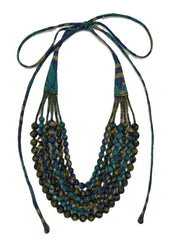 5 or 6 Strand Indian Sari Fabric Beaded Necklace