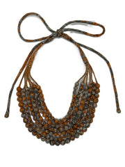 5 or 6 Strand Indian Sari Fabric Beaded Necklace