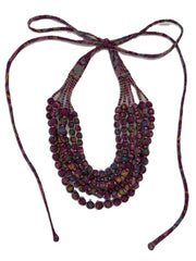 5 or 6 Strand Indian Sari Fabric Beaded Necklace