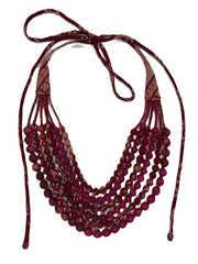 5 or 6 Strand Indian Sari Fabric Beaded Necklace