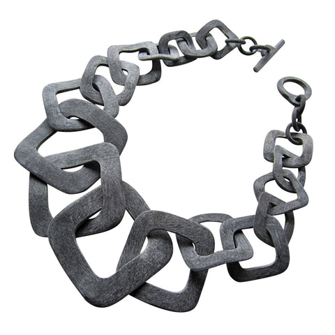 Handcarved Upcycled Bovine Horn Thermal Square Links Necklace