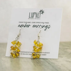 Amber Beaded Waterfall Earrings - Mexico