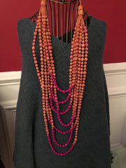 Multi Strand Long Indian Sari Fabric Statement Necklace