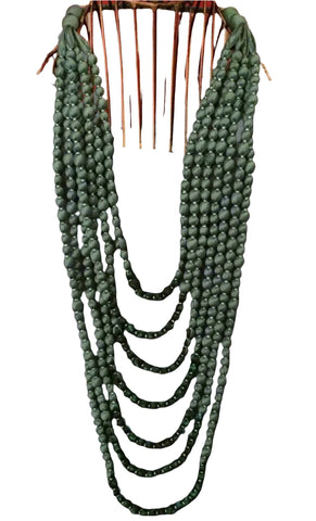 Multi Strand Long Indian Sari Fabric Statement Necklace