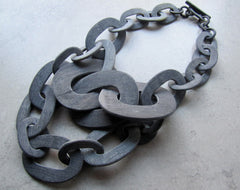 Handcarved Upcycled Bovine Horn Double Links Necklace