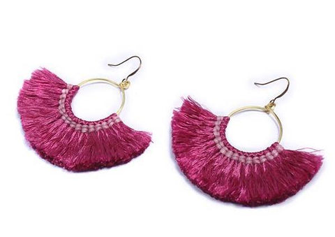 Half Moon 1 Color Tassel Earrings- Thailand NEW!