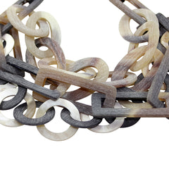Handcarved Upcycled Bovine Horn 3 Link Strands ADJUSTABLE Necklace
