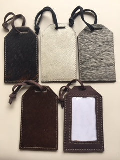 Cowfur and Leather Rectangular Luggage Tags