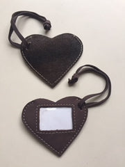 Cowfur and Leather Heart Luggage Tags