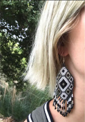 Seed Bead Ethically Made Green Fringe Earrings - Guatemala