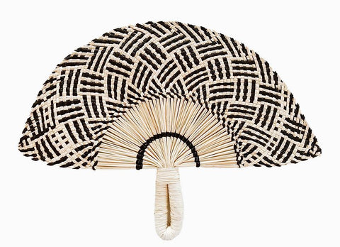 Toquilla Frilly Hand Fan - Natural Navy