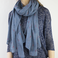 Hand-Blocked Printed Cotton Voile Scarves - Gaia Sky