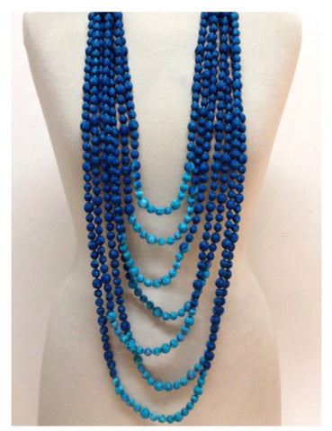 Multi Strand Long Indian Sari Fabric Statement Necklace