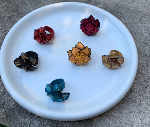 Leather Flower Ring